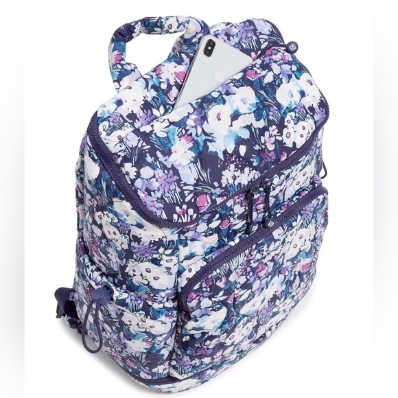 NWT Vera Bradley Featherweight Commuter Backpack ARTIST’S GARDEN PURPLE - Picture 8 of 15